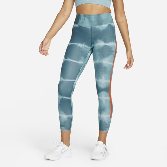 Nike Women Dri-FIT One Luxe Printed Leggings DM7619-058 Blue Orange Size S Small - Picture 1 of 5